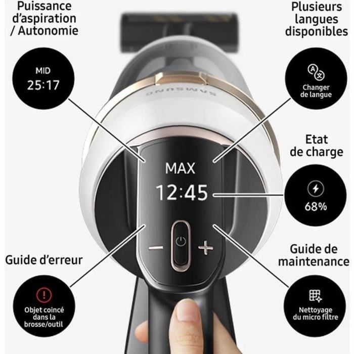 Aspiradora vertical Samsung Bespoke Jet Plus VS20B95B43N con estación de limpieza - Potencia de 210 AW - 2 baterías 1 Aspiradora vertical Samsung Bespoke Jet Plus VS20B95B43N con estación de limpieza - Potencia de 210 AW - 2 baterías 1