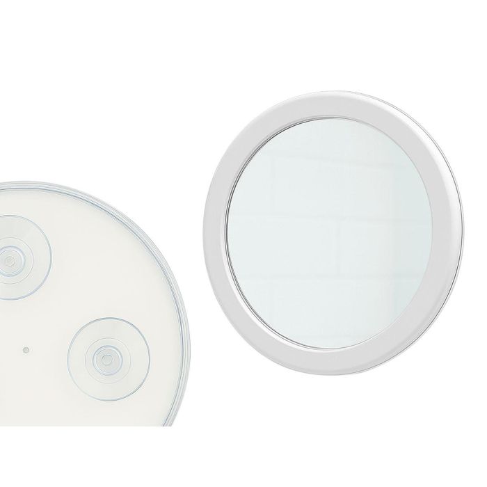 Berilo Espejo con Ventosa y Aumento, Redondo, para Baño o Maquillaje, Vidrio/Plástico, Blanco, 17x2.5x17 cm (Set de 24)