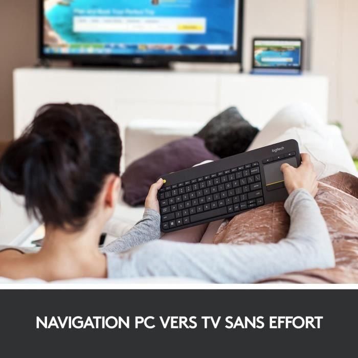 Teclado de TV multimedia LOGITECH K400 Plus - AZERTY - Inalámbrico - Panel táctil 1 Teclado de TV multimedia LOGITECH K400 Plus - AZERTY - Inalámbrico - Panel táctil 1