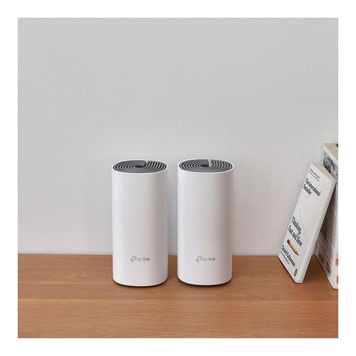 TP-Link Deco E4 Mesh WiFi AC1200 Sistema WiFi Doble Banda Soporte para Toda la Casa (Pack 2) Blanco/Gris