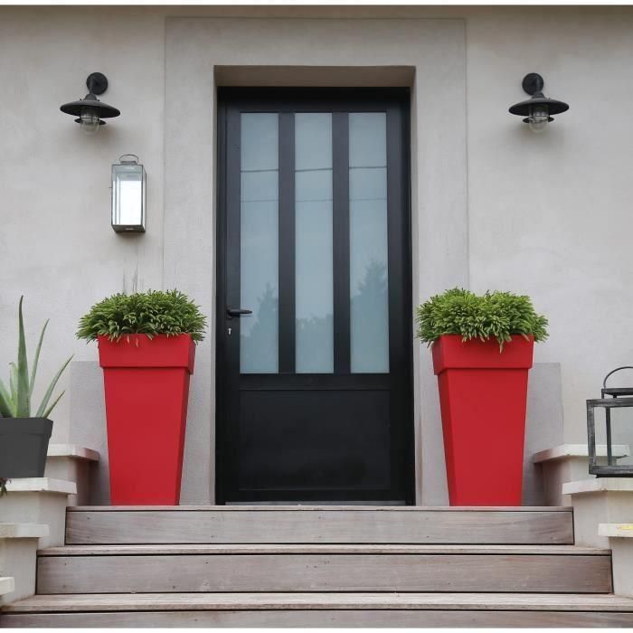 EDA Maceta toscana cuadrada alta - 39 x 39 x H 65 cm - 62 L - Rojo rubí 1 EDA Maceta toscana cuadrada alta - 39 x 39 x H 65 cm - 62 L - Rojo rubí 1