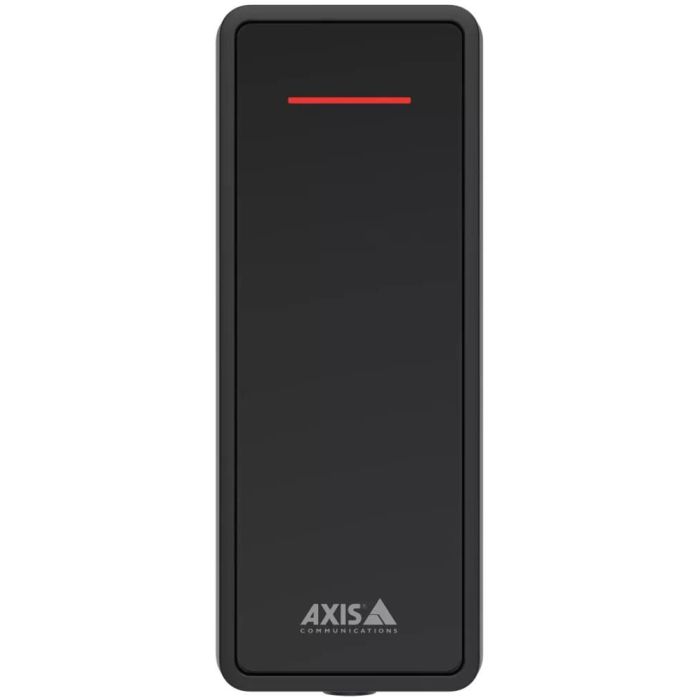 Axis A4020-E Lector de Proximidad RFID Sin Contacto IK07 IP66 para Interior Exterior, Montaje Estrecho, 13.56MHz, OSDP 1