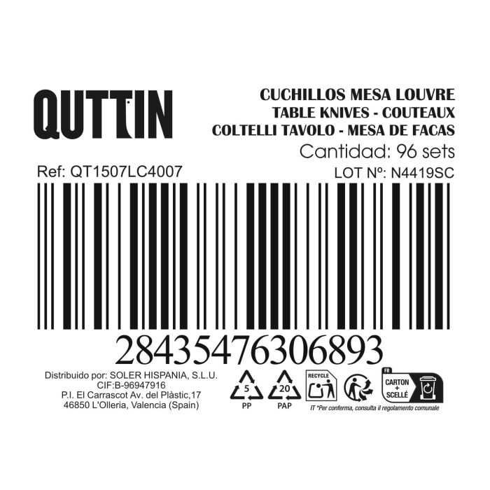 Inde Set 2 Cuchillos de Mesa 'Louvre' Champagne Mate 23.5 cm (12 Cajas) 2