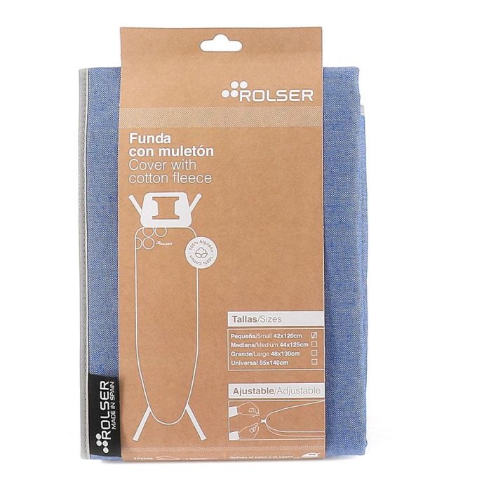 Rolser Funda para Tabla de Planchar Azul 120 x 42 cm 100% Algodón con Cierre de Cordón 1
