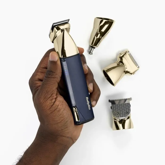 Babyliss MT992E Recortadora Multiusos Inalámbrica Edición Gold & Navy con 5h de Batería y 4 Cabezales 5