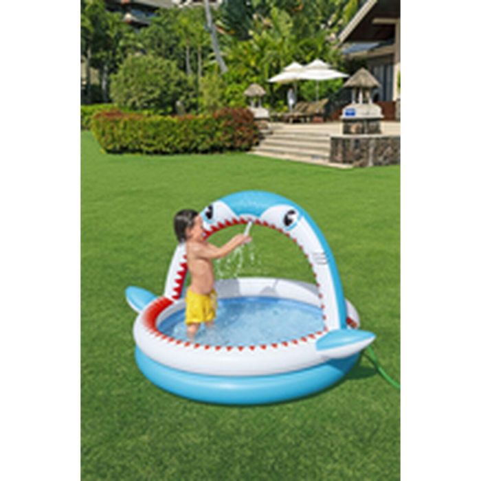 Bestway Piscina Hinchable Infantil 2 Aros Tiburon Aspersor 163x127x92 cm +2 Años Jardin 53157 16