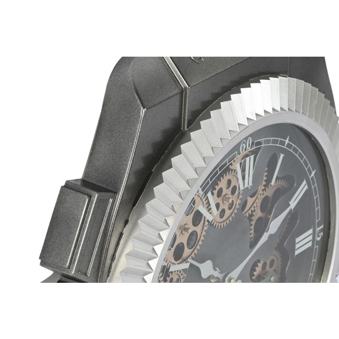 DKD Home Decor Reloj de Pared Loft de Hierro, Plateado y Negro, 6.4x50x47 cm 1 DKD Home Decor Reloj de Pared Loft de Hierro, Plateado y Negro, 6.4x50x47 cm 1