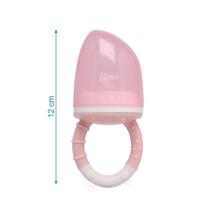 KioKids Alimentador Antiahogo Rosa Petits Moments - Alimentador de Malla de Silicona para Bebé +6 Meses, para Fruta y Comida, Fácil de Agarrar y Lavar en Lavavajillas
