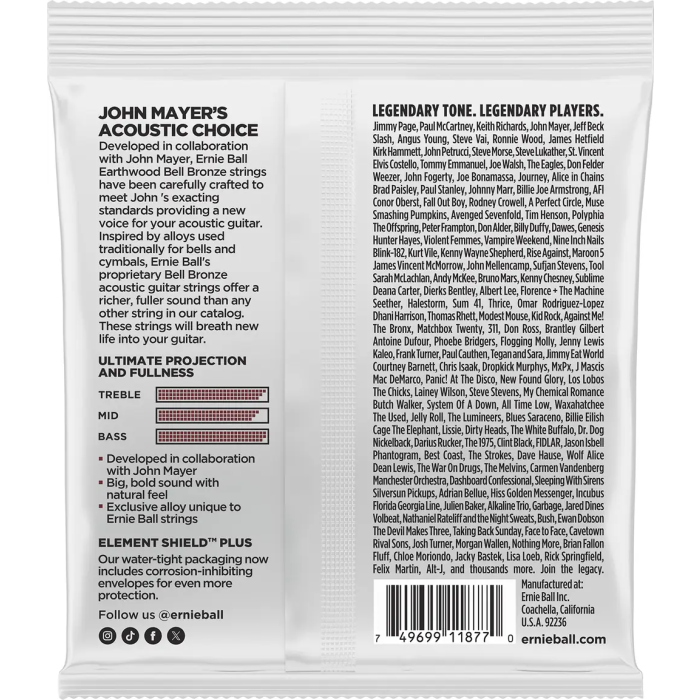 Ernieball Cuerdas Acústica Earthwood Bell Bronze Medium Light 12-54 1