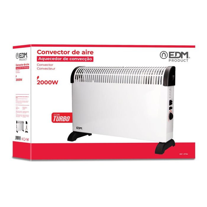 Edm Convector de aire modelo turbo 2000W 62.5x14x49cm Blanco 2 Edm Convector de aire modelo turbo 2000W 62.5x14x49cm Blanco 2