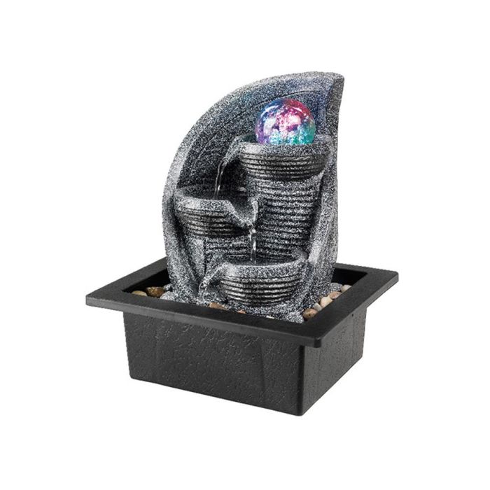 Lumineo Fuente de agua con LED RGB y bola de cristal, para interior y exterior, 21.5x18.8x25.5 cm Lumineo Fuente de agua con LED RGB y bola de cristal, para interior y exterior, 21.5x18.8x25.5 cm