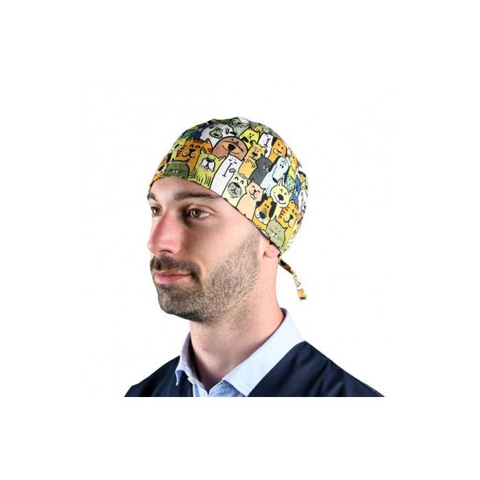 Gorro de quirófano para perros 100% algodón, transpirable y ajustable
