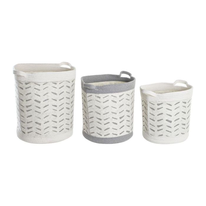 Cesta Basicos DKD Home Decor Gris Blanco 35 x 40 x 35 cm Set de 3 3