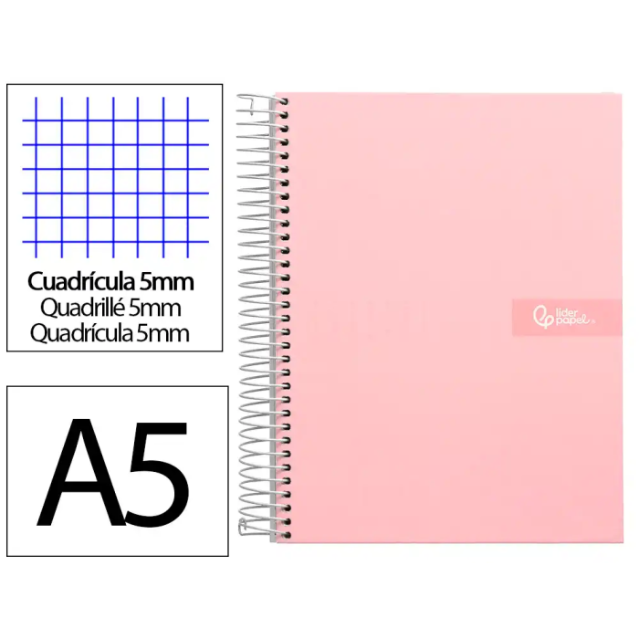 Liderpapel Cuaderno Espiral A5 Micro Crafty Tapa Forrada 120 Hojas 90gr Cuadro 5mm Color Rosa 0 Liderpapel Cuaderno Espiral A5 Micro Crafty Tapa Forrada 120 Hojas 90gr Cuadro 5mm Color Rosa 0