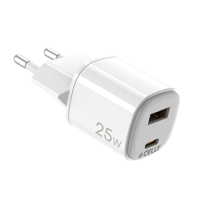 Cargador de Pared Celly UPTC1USB1USBC25 Blanco