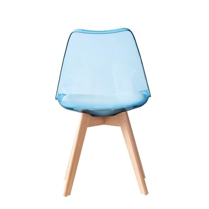 DKD Home Decor Silla de Comedor Urban de Abedul y PVC Azul Blanco, 54x47x81 cm, Altura Asiento 43 cm, Desmontable (4 Unidades) 3