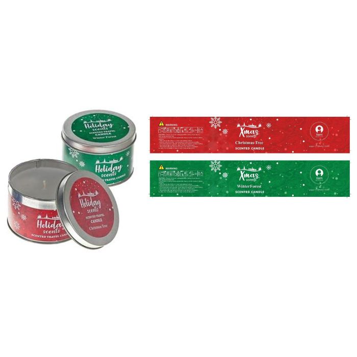 DKD Home Decor Vela de Navidad Tradicional de Cera y Cristal, 130 gr, Rojo y Verde, 8x6x8 cm (Pack de 2 Unidades)