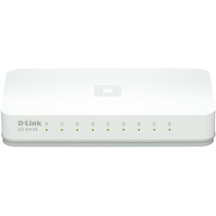 D-Link GO-SW-8E Switch de Escritorio de 8 Puertos Fast Ethernet 10/100 Mbps No Gestionado, Plug & Play, Silencioso y Eficiente Energéticamente