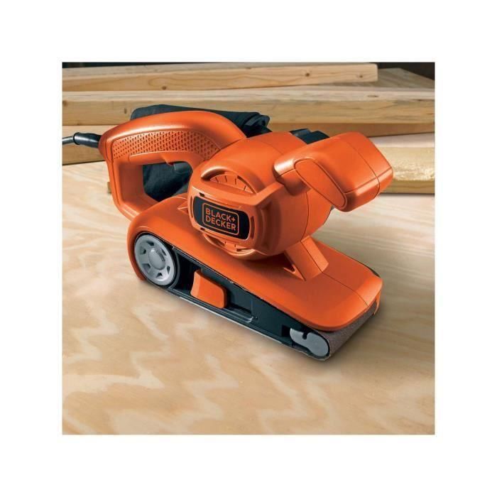 Black + Decker Lijadora de banda 720W 75x457mm. Rodillo pequeño para bordes, sup. lijado 75x150mm, centrado auto., bolsa de polvo. 3 Black + Decker Lijadora de banda 720W 75x457mm. Rodillo pequeño para bordes, sup. lijado 75x150mm, centrado auto., bolsa de polvo. 3