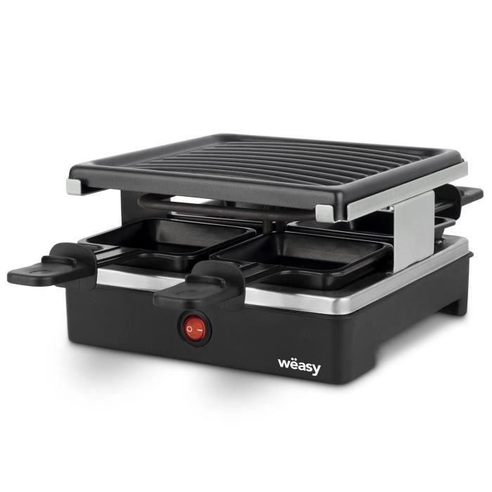 WEASY LUGA40 - Raclette y parrilla para 4 personas - 600W - Revestimiento antiadherente - 19,7x19,7cm - Placa extraíble 1