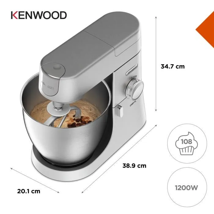 Kenwood KVL4110S Robot de Cocina Chef XL, 1200W, 6.7L, Acero Inoxidable 2