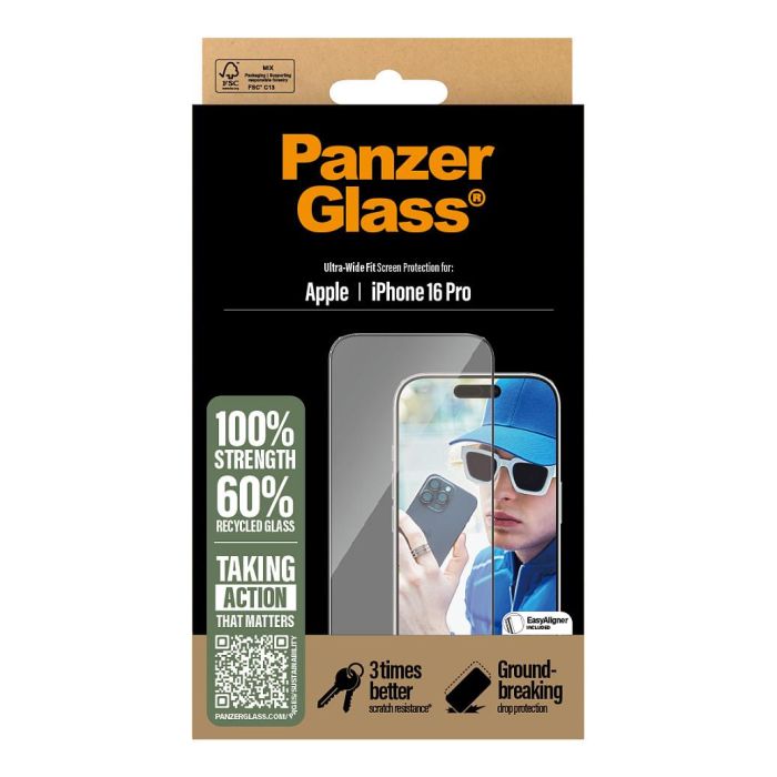PanzerGlass iPhone 16 Pro UWF Protector de Pantalla para iPhone 16 Pro Ultra-Wide Fit Resistente a Rayones y Golpes Transparente Vidrio Templado PanzerGlass iPhone 16 Pro UWF Protector de Pantalla para iPhone 16 Pro Ultra-Wide Fit Resistente a Rayones y Golpes Transparente Vidrio Templado