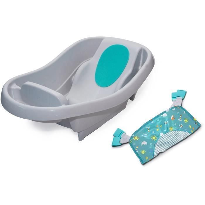 Ingenuity ING12914197875 Bañera para bebé, extra grande y cómoda con portabebés de tela suave, cojines de asiento y estante, hasta 24 meses