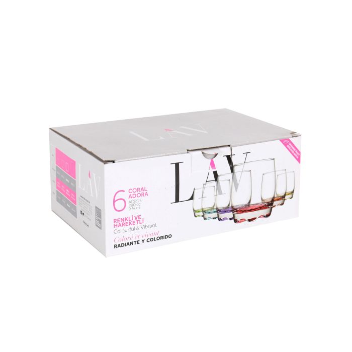 Lav Set 6 Vasos Agua 290cc Coral ø7x7x9cm (8 Cajas) 5
