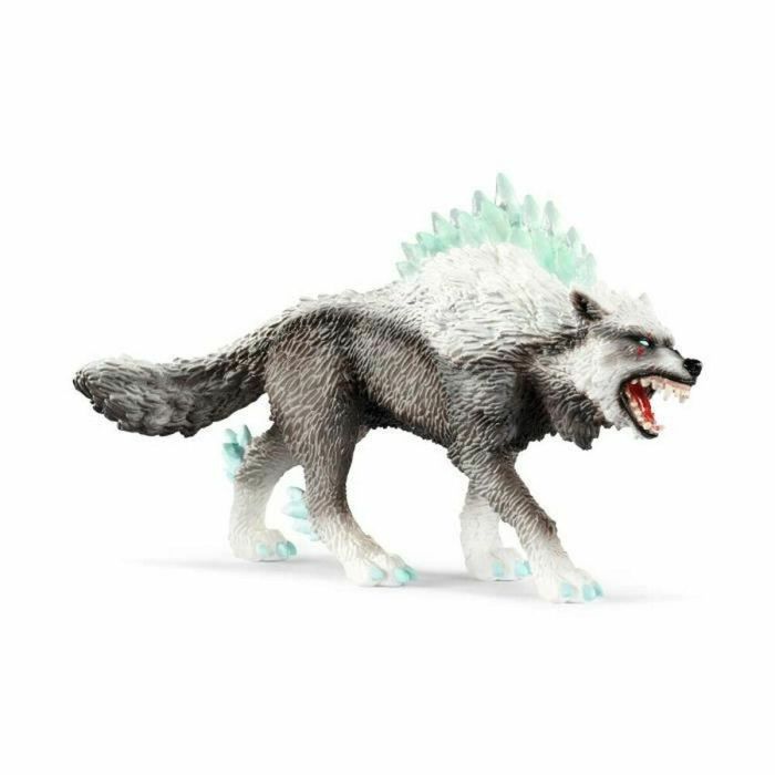 Schleich 42452 Lobo de nieve con pelaje blanco, solitario al acecho en el mundo del hielo, con ojos penetrantes