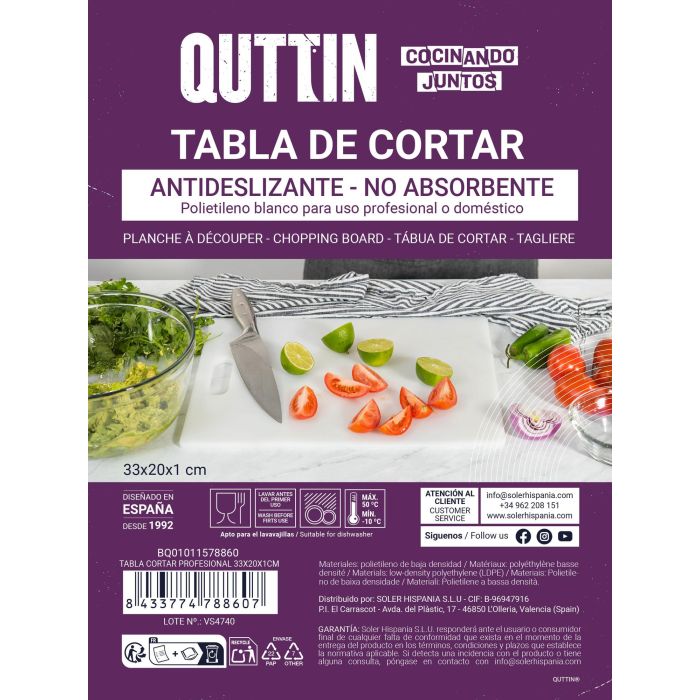Quttin Tabla de Cortar Profesional de 33 x 20 x 1 cm para Cocina (18 Unidades) 8