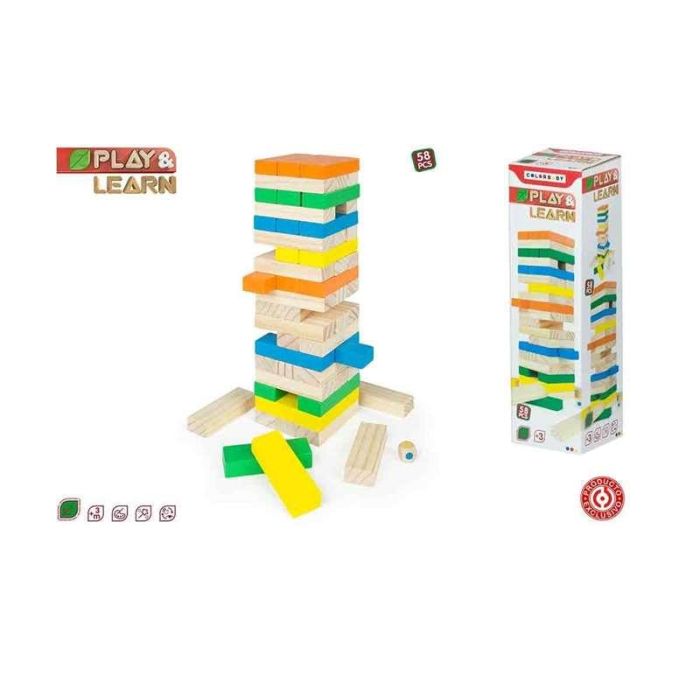 Torre blocs de madera 26 cm con 58 piezas (woomax) 1 Torre blocs de madera 26 cm con 58 piezas (woomax) 1
