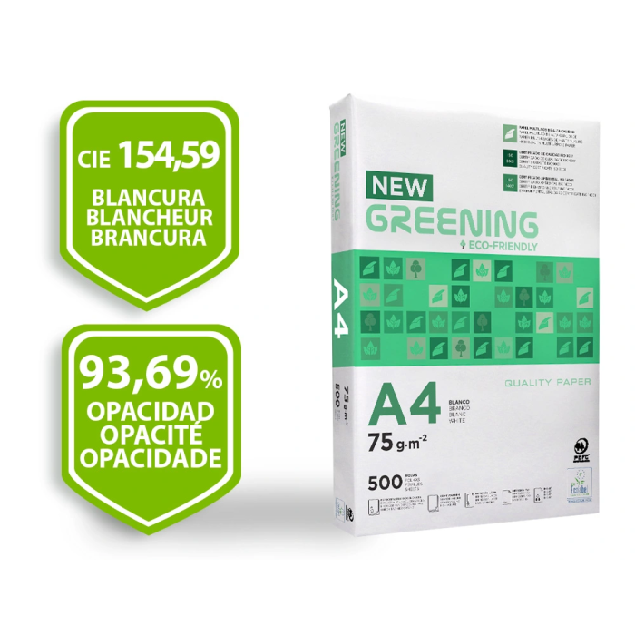 Greening Papel Multifuncion A4 75 gramos Paquete 500 Hojas 1