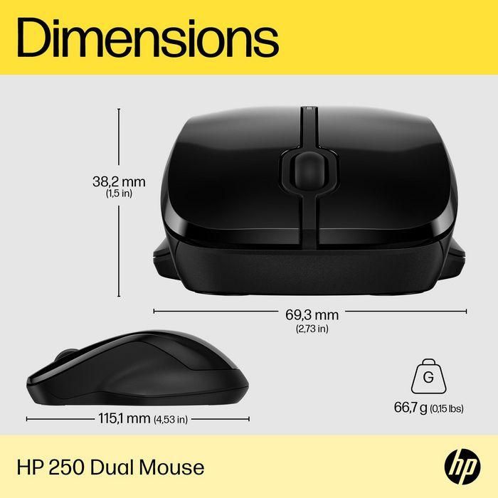 HP 250 Dual Mouse Inalámbrico Ambidextro de Tamaño Completo Plug & Play para Máxima Productividad en Cualquier Superficie 7 HP 250 Dual Mouse Inalámbrico Ambidextro de Tamaño Completo Plug & Play para Máxima Productividad en Cualquier Superficie 7