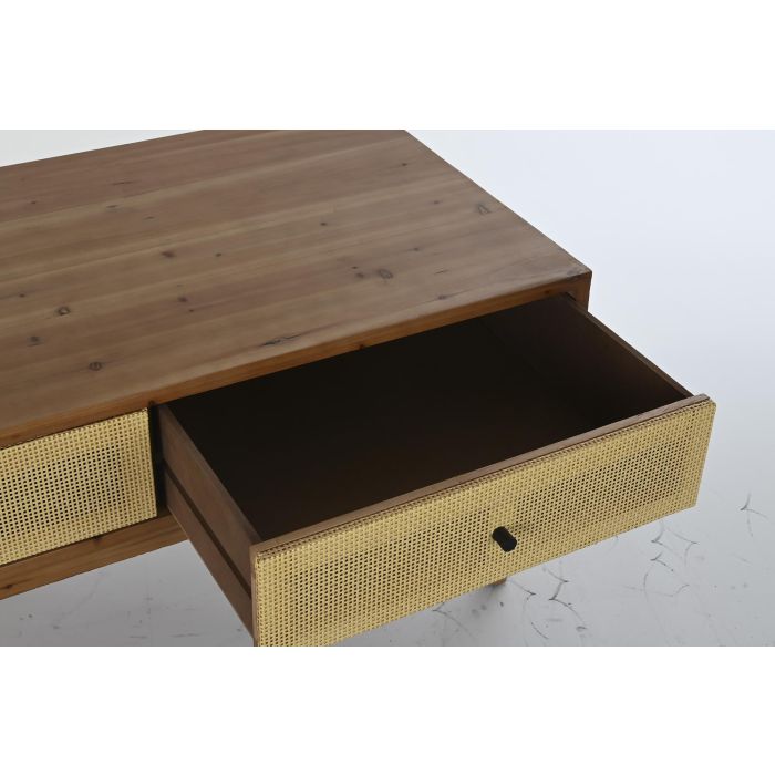 DKD Home Decor Mesa Centro Balines Marron Madera de Abeto y Ratan 106 x 55 x 46 cm 3