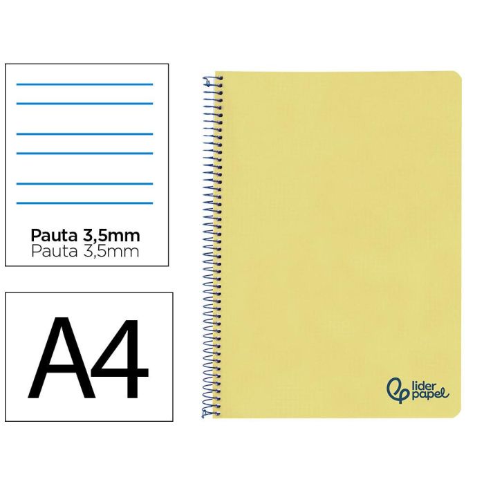Cuaderno Espiral Liderpapel A4 Wonder Tapa Plastico 80H 90 gr Pauta Ancha 3,5 mm Con Margen Color Amarillo Cuaderno Espiral Liderpapel A4 Wonder Tapa Plastico 80H 90 gr Pauta Ancha 3,5 mm Con Margen Color Amarillo