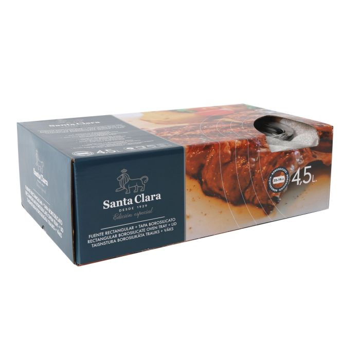 Fuente rectangular para horno Borosilicate con tapa 4.5L - Inde (2 Unidades) 5