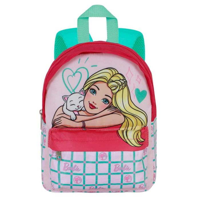 Barbie Mochila Preescolar Joy Pets Rosa - Ligera con Compartimento Cremallera y Bolsillo Frontal 1