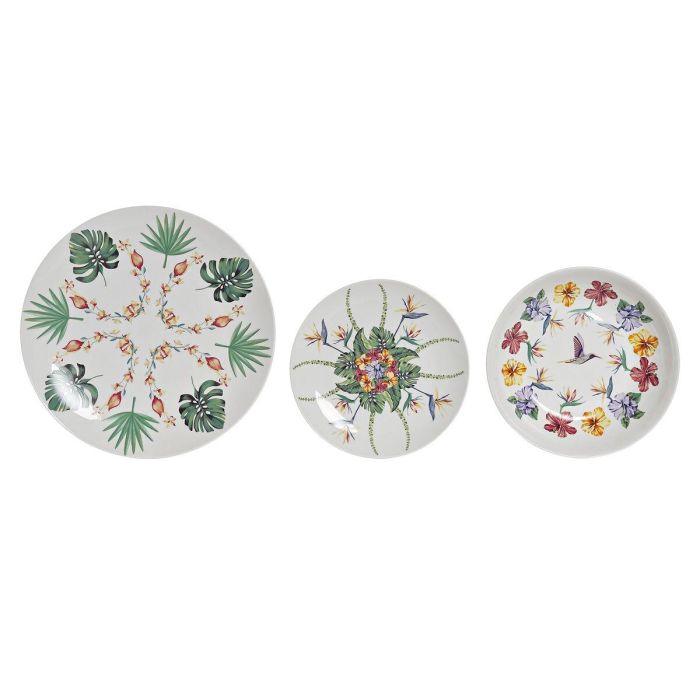 Vajilla Tropical DKD Home Decor Multicolor Blanco 27 x 2.5 x 27 cm Set de 18 Vajilla Tropical DKD Home Decor Multicolor Blanco 27 x 2.5 x 27 cm Set de 18