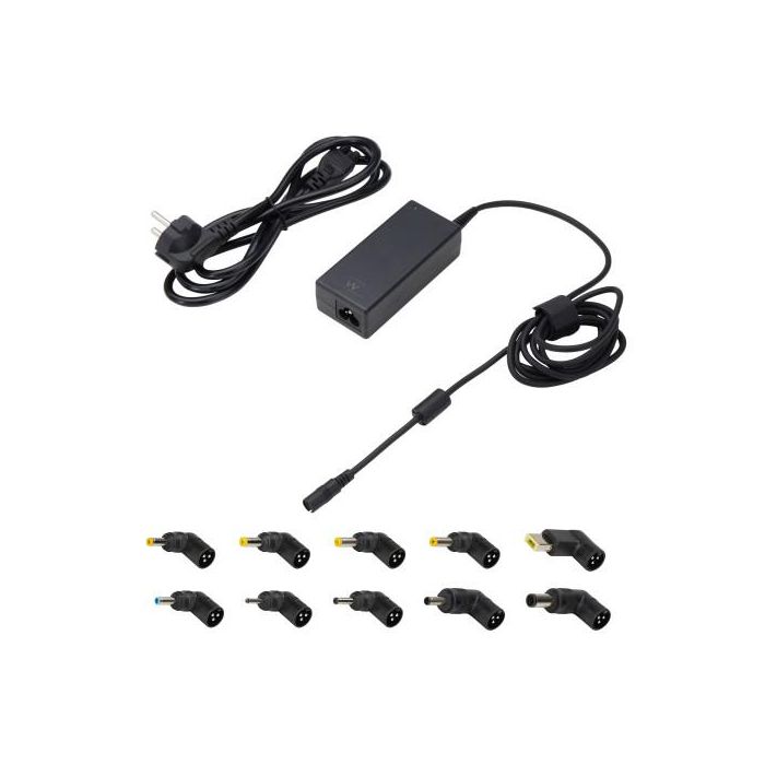 Ewent EW3968 Cargador Universal 65W para portátiles con 10 conectores. Compatible con Acer, HP, Dell, Asus, Sony, Toshiba.