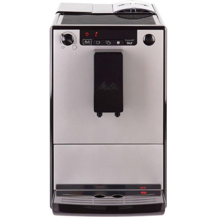Melitta E950-666 Cafetera Automática Espresso Caffeo Solo Pure Silver Compacta, 1400W, 3 Intensidades, Molinillo Granos 125g