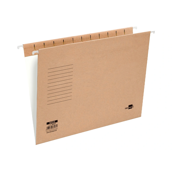 Liderpapel Carpeta Colgante Folio Prolongado Kraft Cartulina Varilla Metálica Visores Tira Cartulina Lomo V 240x2x450 mm 2