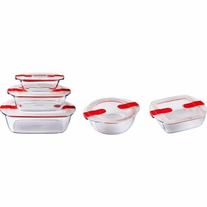 Pyrex AAAAY00560 Set 5 Recipientes Cook & Heat de Vidrio con Tapa y Válvula de Vapor para Almacenar y Microondas