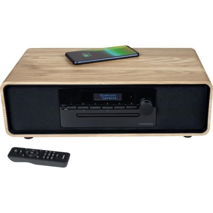 Microsistema Bluetooth - THOMSON - Madera/Negro - Radio FM/DAB+/CD/MP3/USB/Inducción, 75W, Pantalla LCD, Mando a distancia, Fuente de alimentación. 230V Microsistema Bluetooth - THOMSON - Madera/Negro - Radio FM/DAB+/CD/MP3/USB/Inducción, 75W, Pantalla LCD, Mando a distancia, Fuente de alimentación. 230V