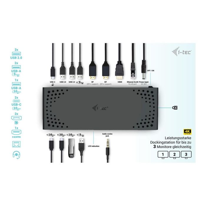 Funda para Teclado i-Tec C31TRIPLE4KDOCKPD Funda para Teclado i-Tec C31TRIPLE4KDOCKPD