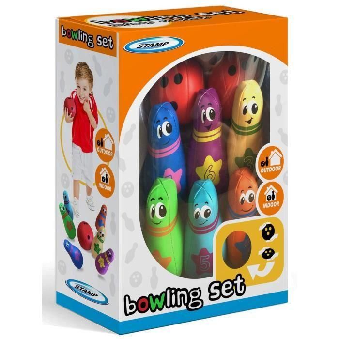 Stamp Juego de Bolos de Espuma Acolchada para Niños con 6 Bolos de 14 cm y 2 Bolas de 3.5 Pulgadas para Interior/Exterior Seguro 1 Stamp Juego de Bolos de Espuma Acolchada para Niños con 6 Bolos de 14 cm y 2 Bolas de 3.5 Pulgadas para Interior/Exterior Seguro 1