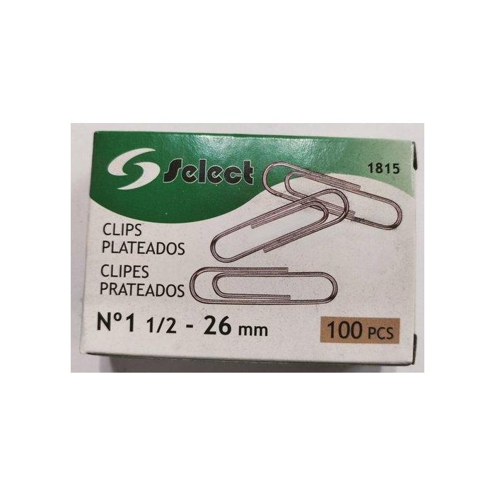 Clip Select Nº1,5 (26 Mm.) Plateado Caja De 100 (Set de 10)