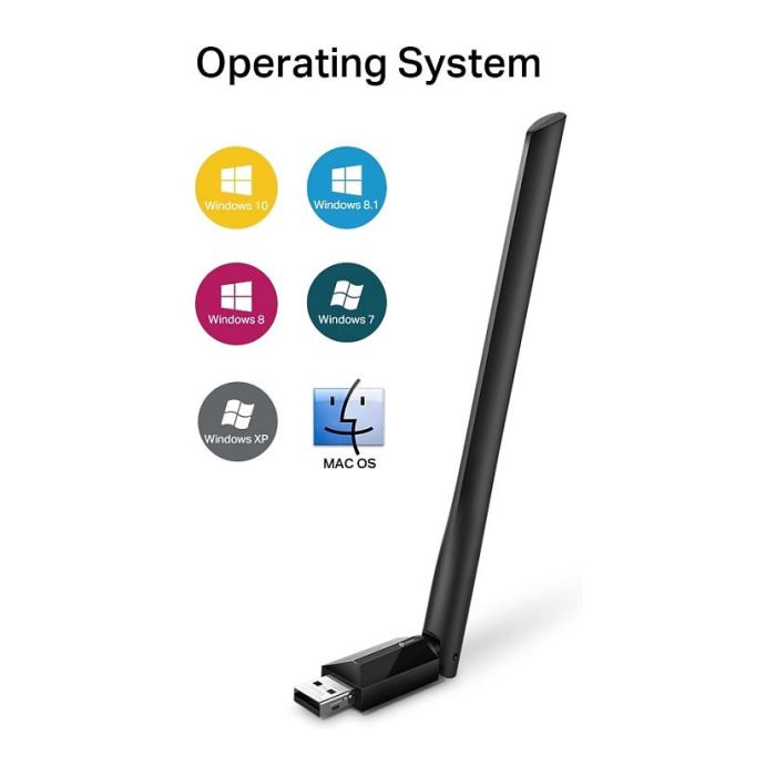 TP-LINK AC600 High Gain Wi-Fi Dual Band USB Adapter,433Mbps at 5GHz + 200Mbps at 2.4GHz, USB 2.0, 1