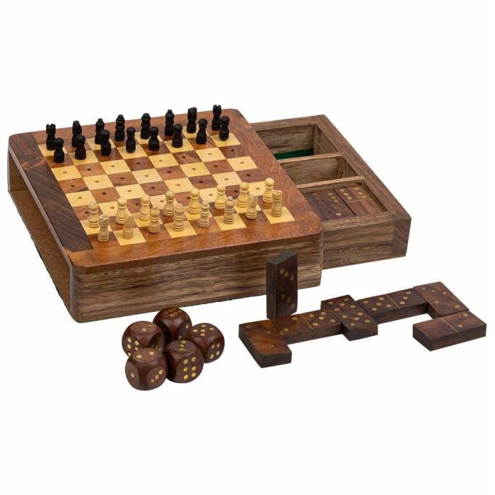 Set de juegos tradicionales Alexandra House Living Marrón 16 x 3 x 15 cm 3 en 1