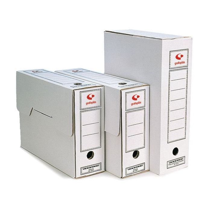 Grafoplas Caja Archivo Definitivo Folio Prolongado Cartón Microcanal Blanco -Pack 50 Ud- Grafoplas Caja Archivo Definitivo Folio Prolongado Cartón Microcanal Blanco -Pack 50 Ud-