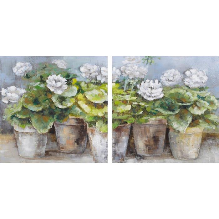 Cuadro Cottage DKD Home Decor Verde Marron Claro 3.5 x 80 x 80 cm (2 Unidades)